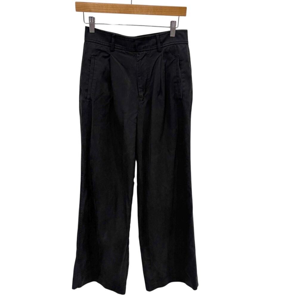 Everlane Pleated High Waisted Black Pants Women's 4S Short